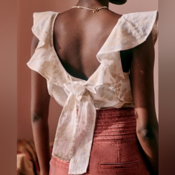 Sezane Tops - Sezane Vahine embroidered top in Sand, US 2